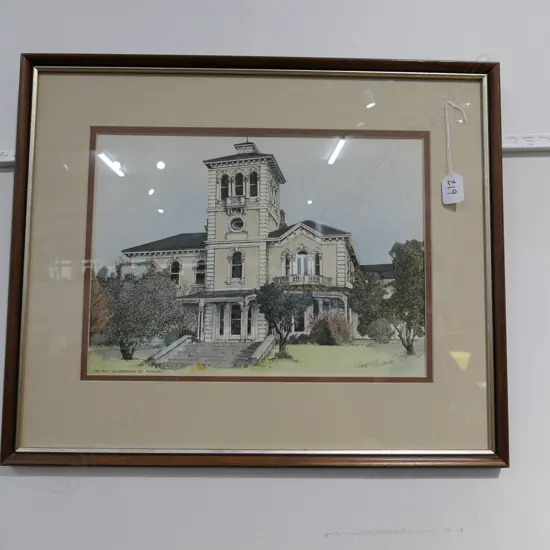 PETER LEITCH PRINT WITH HAND-COLOUR 'PAH HOMESTEAD' 1977