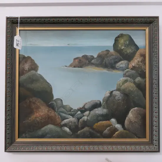 LANDSCAPE OIL PAINTING BOULDER COVE BY AUBREY MAUNSELL