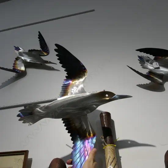 3 x NATHAN WHITEHEAD 4/316 STAINLESS STEEL DIVING GANNETS WALL MOUNTED SCULPTURES