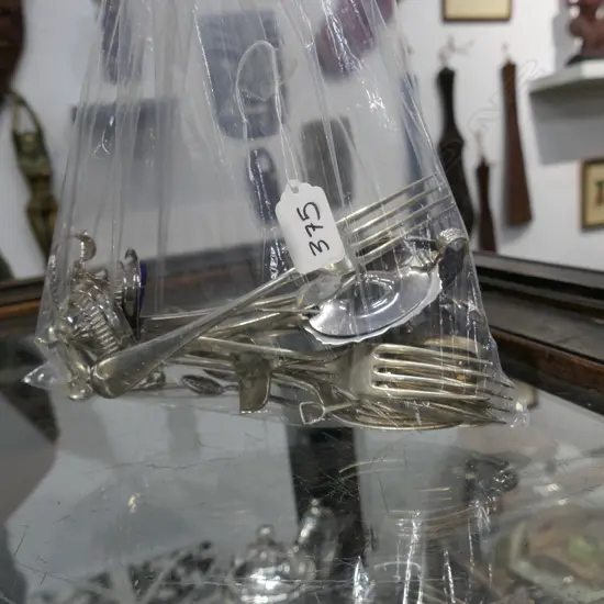 BAG SILVER PLATE CUTLERY & CONDIMENT SET