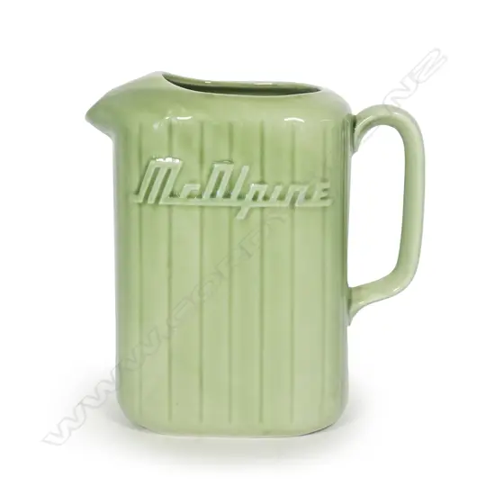 A Crown Lynn green McAlpine refrigerator jug