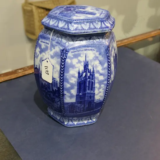 Maling supplied Ringtons with these tea caddies initially as part of a range to celebrate the 1929 North East Coast Industries Exhibition. This tallest of the caddies produced