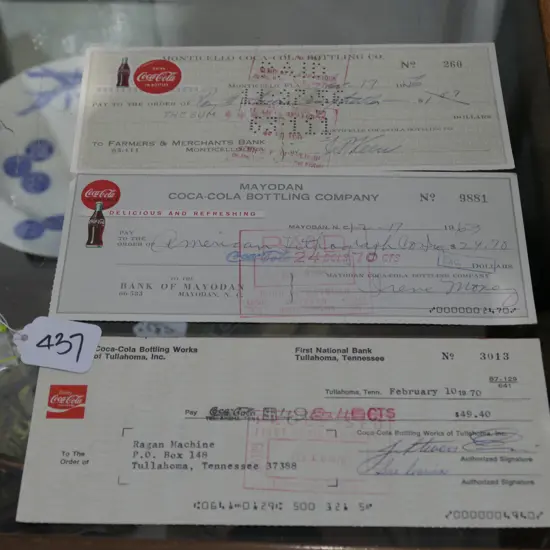 ASST VINTAGE COCA COLA CHEQUES
