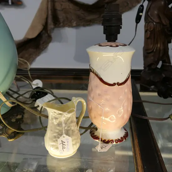 BELLEEK BLACK MARK JUG & WEDGWOOD LAMP BASE