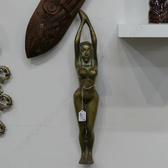 BRASS SCULPTURE NUDE FEMALE DANCER, H.530mm