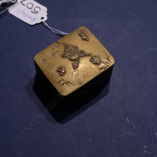 LATE 19THC JAPANESE BRASS BOX, L.50MM