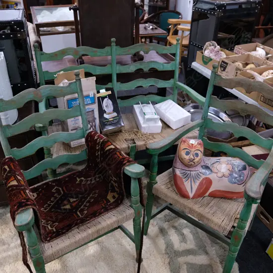 RUSH SEATED LADDERBACK CARVER AND LOVESEAT - LARGEST W. 1200MM