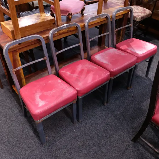 4 AMERICAN METAL FRAMED CHAIRS MADE IN MICHIGAN USA