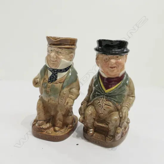 2 SML R/D TOBY JUGS 'CAP'N CUTTLE' + 'MR. PICKWICK'