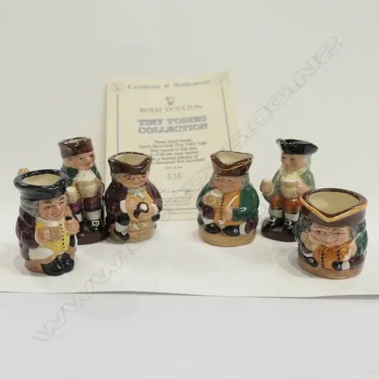 ROYAL DOULTON SET OF 6 TINY TOBIES 1" TO 2½",1996, LTD EDT OF 2500 ORIG 1930s DESIGNS REPRODUCED BY Wm HARPER