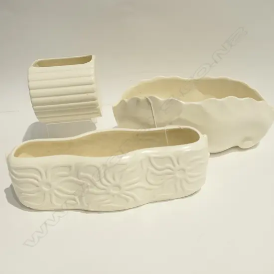 3 CROWN LYNN TROUGH VASES