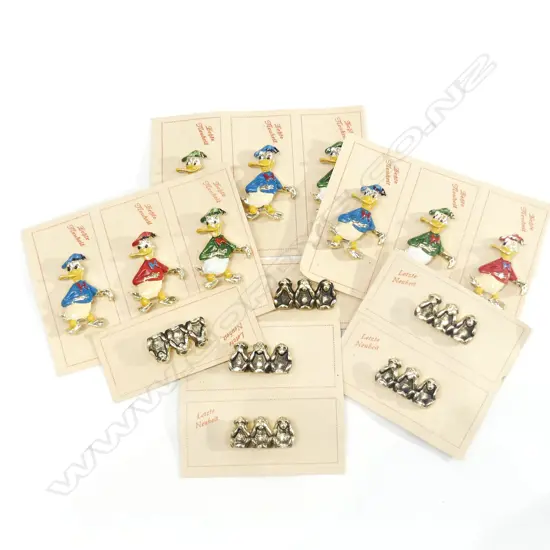 ASSORTED VINTAGE DONALD DUCK AND MONKEY BROOCHES