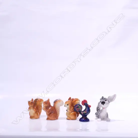 3 GOEBEL CONDIMENTS W/ DOG + ROOSTER