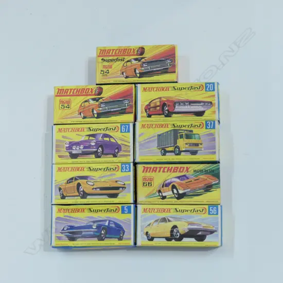 9 BOXED MATCHBOX SUPERFAST CARS
