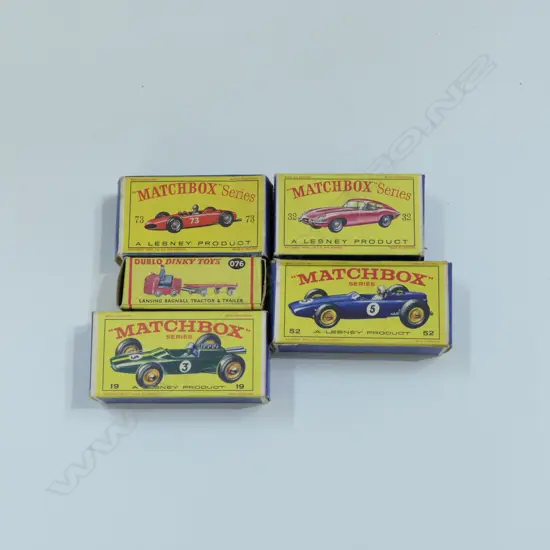 4 BOXED MATCHBOX CARS+DUBLO DINKY 076 LANSING TRACTOR