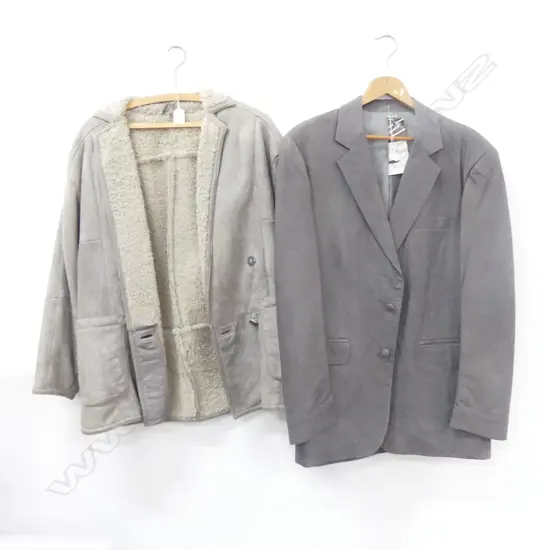 NZ MADE WOOL LINED GREY SUEDE JACKET + ANOTHER