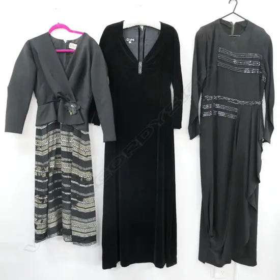BOND STREET GOWN; BLACK VELVET GOWN;& 1 OTHER