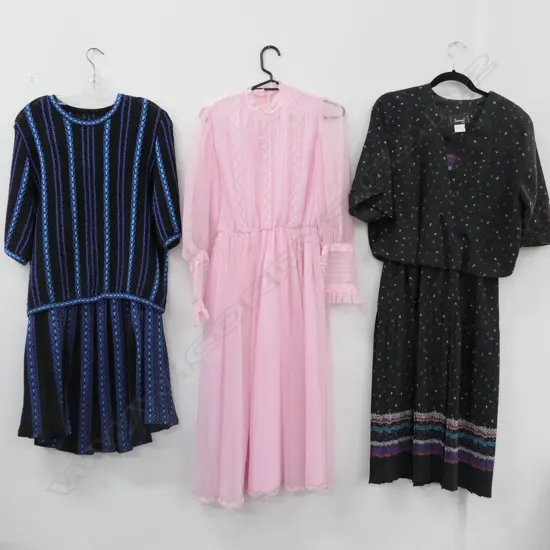 2 DAY WEAR DRESSES; 1 BLACK/BLUE KNITTED 2 PC SET