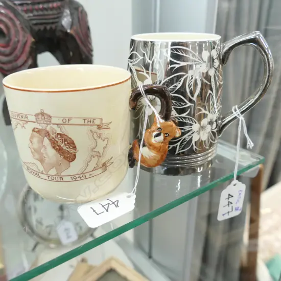 BENTLEIGH ROYAL TOUR AUST 1949 CUP w KOALA HANDLE & KEITH MURRAY MUG (SMALL CHIP)