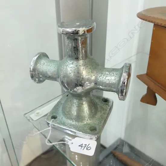 CHROME PLATED CAST MARINE BRONZE CROSS BOLLARD, H.145mm