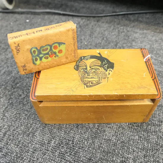 MAORI MOTIF TRINKET BOX AND MATCH HOLDER L. 160MM