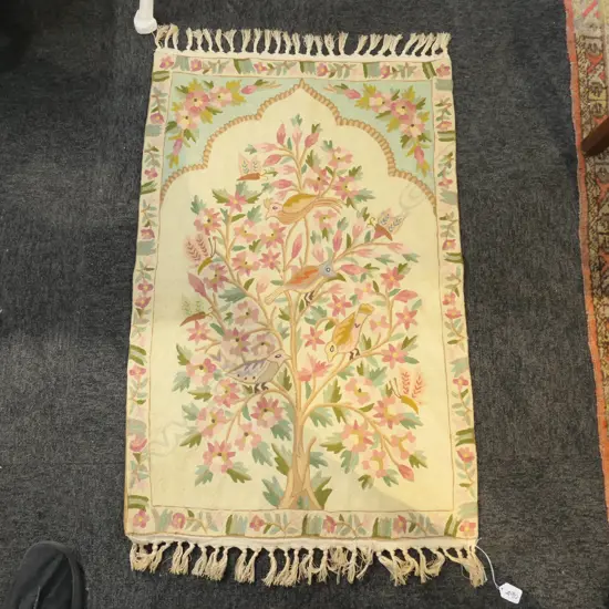 NGAIRE HART ESTATE COLLECTION: TEXTILES: EMBROIDERED PRAYER RUG (CHAIN-STITCH COTTON, CANVAS BACKED) 930 X 610mm)