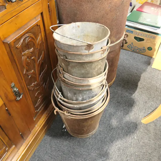 12 OLD METAL BUCKETS