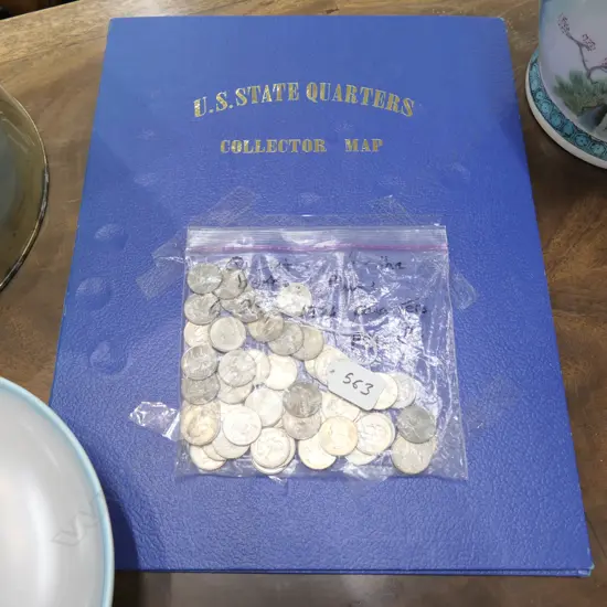 US STATE QUARTERS COIN AND MAP