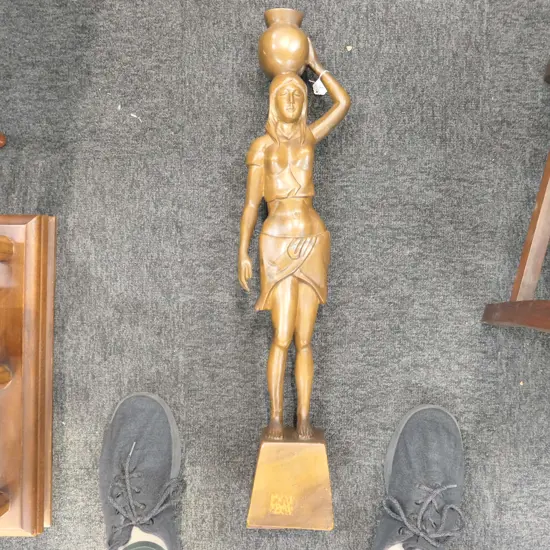 WOODEN WOMAN STATUE H. 760 MM