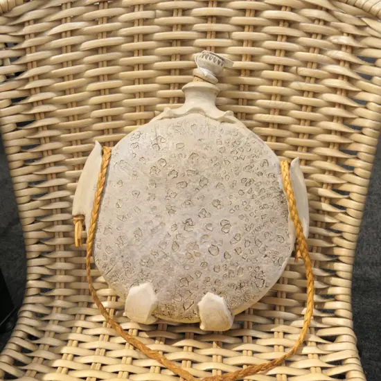 MARKED HANGING POTTERY FLASK