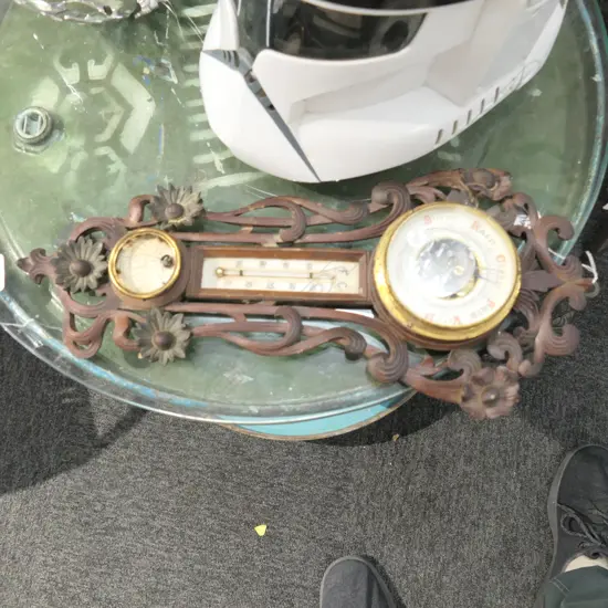 EDWARDIAN BAROMETER W/ CARVED FLORAL FRAME A/F L. 430MM; 17431