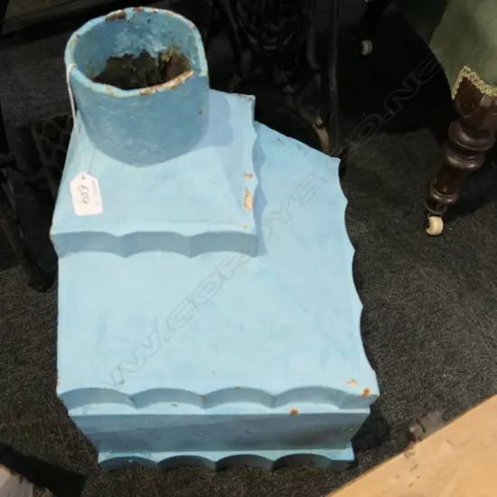 ANTIQUE CAST IRON DRAINPIPE HOUSING BLUE H. 470MM