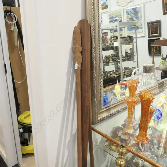 3 TAIAHA WOODEN MAORI STICKS 