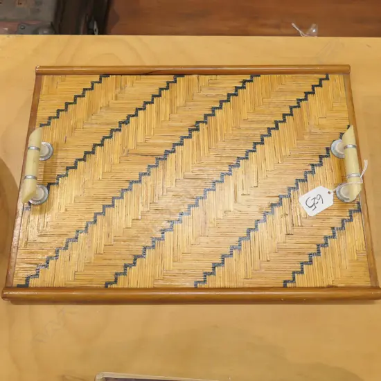 30'S FOLK ART MATCHSTICK TRAY L. 370MM