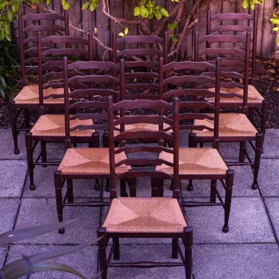 8 CORSO DE FIORI RUSH SEATED LADDERBACK CHAIRS