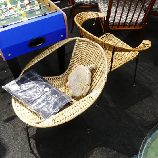 2 WOVEN CANE RETRO CHAIRS