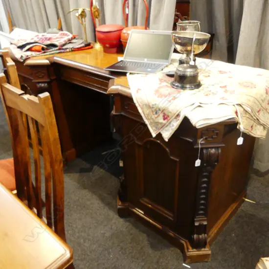 19TH C OAK BREAKFRONT SIDEBOARD