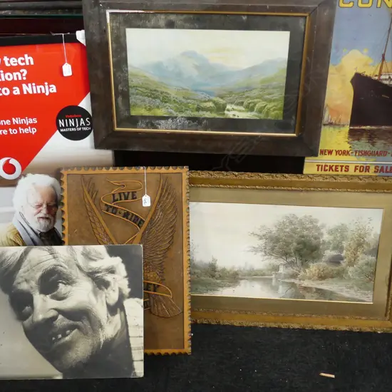 ASST PRINTS W/COLOUR CARVED HARLEY DAVIDSON PANEL ETC