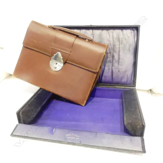 VINTAGE LEATHER PORTMANTO AND BOX 