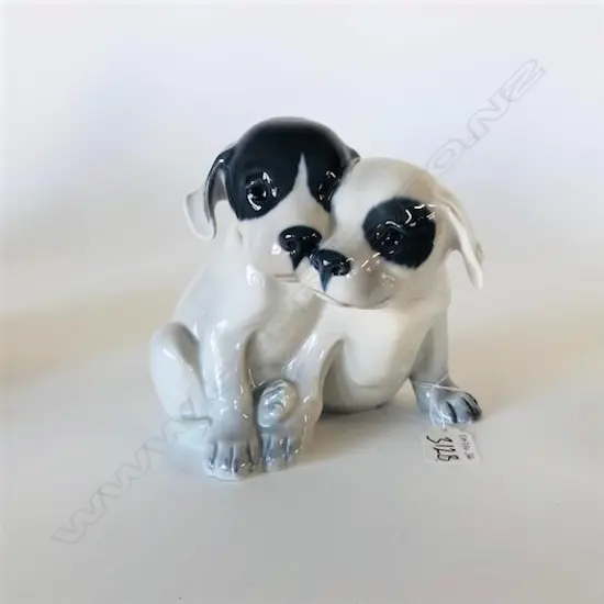 ROYAL COPENHAGEN PORCELAIN GROUP 2 PUPPIES