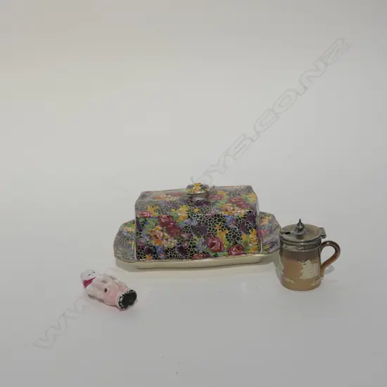 R/WINTON AOF LIDDED BUTTER DISH DOULTON POT + FIGURE