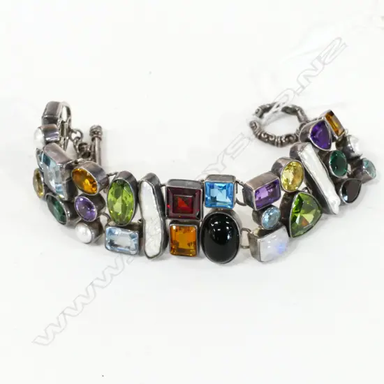 HANDMADE SILVER, GEMSTONE, CRYSTAL BEAD BRACELET
