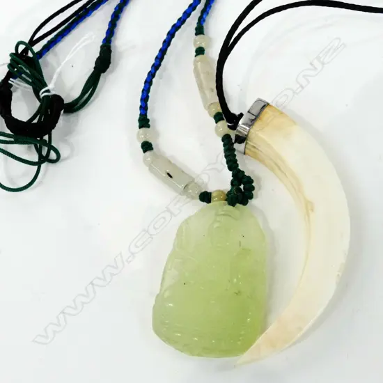 JADE BUDDHA PENDANT & BOARS TUSK PENDANT