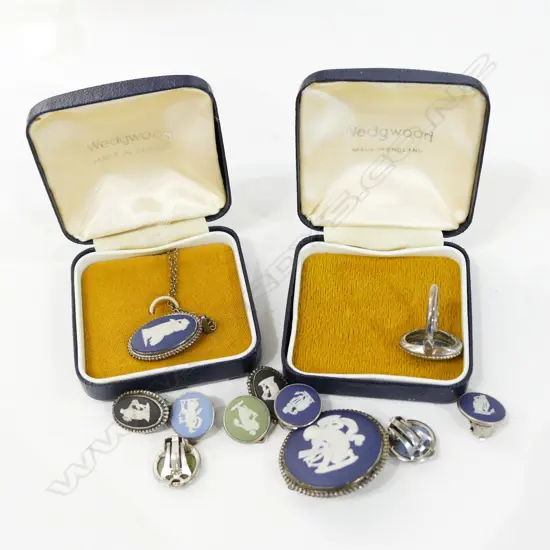 WEDGWOOD JEWELLERY-4 SETS EARRINGS-NECKLACE & PENDANT--RING--BROOCH