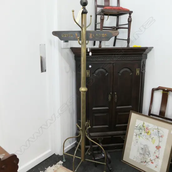 BRASS COAT STAND WITH SIGNS H 880 MM