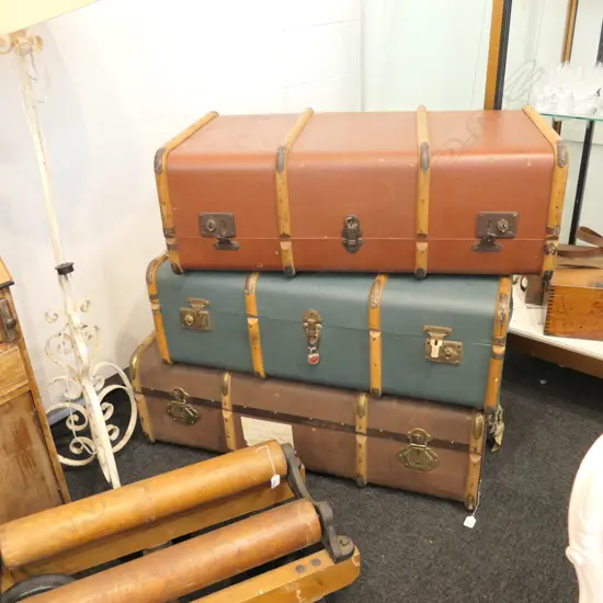 3 VINTAGE TRAVELLING TRUNK - ONE A/F L. 900MM