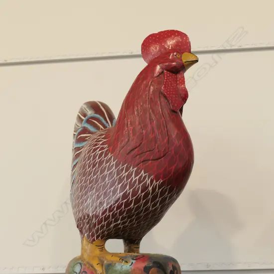 CARVED WOODEN ROOSTER