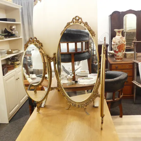 GILDED 3 FOLD MIRROR H 570 MM