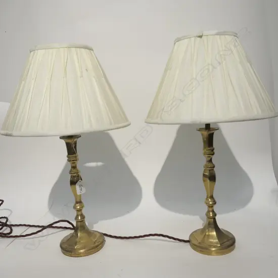 PR BRASS SIDE LAMPS W/ SHADES H. 380MM