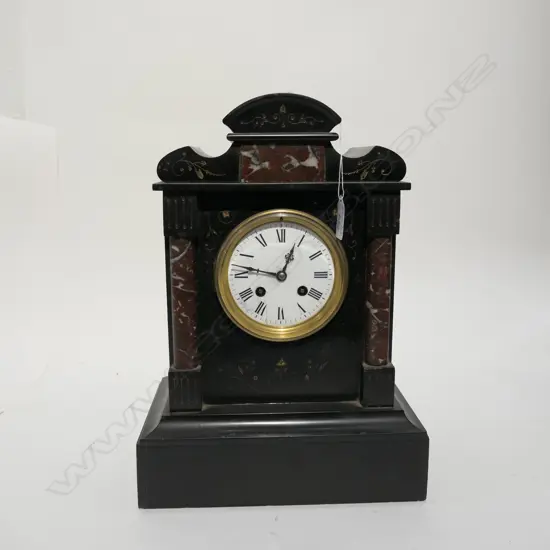  BLACK SLATE VICTORIAN MANTLE CLOCK H. 360MM